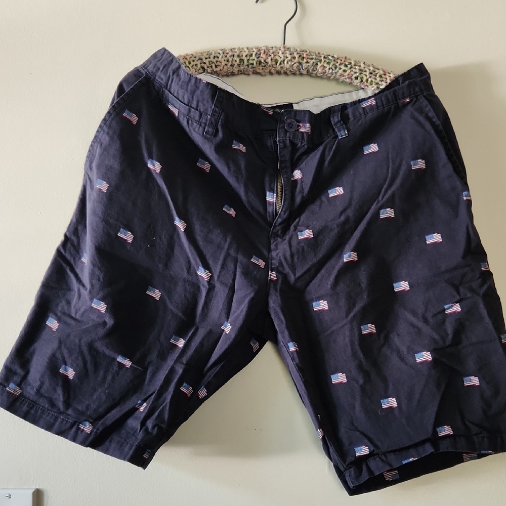 Beverly Hills Polo Club Navy Cotton Shorts with Flag Embroidery
